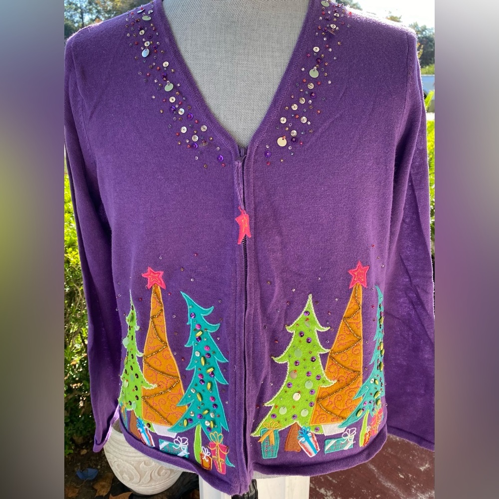 CB Career Holiday zip front Sweater